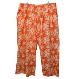 Ashley Stewart 100% Linen Wide Leg Pullon Pants Womens Plus Size 20 Orange NWT